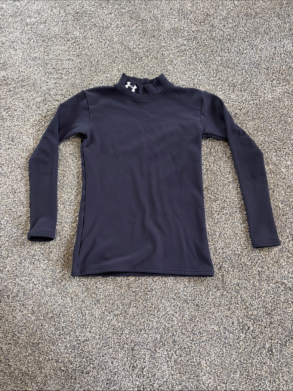 Girls Under Armour Black Long-Sleeve Mock Neck Performance Top Size Large